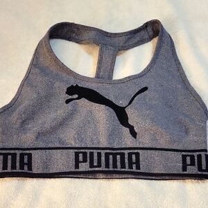 PUMA Heather Gray Sports Bra with Black Logo